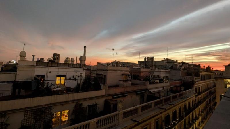 お部屋のバルコニーから見えた夕日