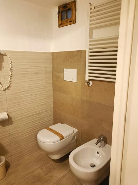 バスルームのトイレとビデ。オイルヒーターで暖かい