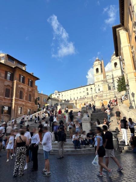 トレビの泉はもっとすごい人で、もみくちゃな感じだったので即撤収することに(写真:ローマのスペイン広場)! すごく暑かったのと、ローマは石畳の道で坂が多いので、タクシーで移動することが多かったですローマでは、サッカーのオフィシャルショップなどショッピングを楽しみました。ローマは暑くて、ジェラートを何度か食べたのですが、いつもベリー系ばかりの私ですが、ココナッツとチョコの組み合わせがすごくおいしく、新しい発見でした。