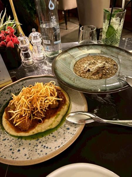エリア エルム アテネ ホテルのレストランで食べたリゾットとミートボール