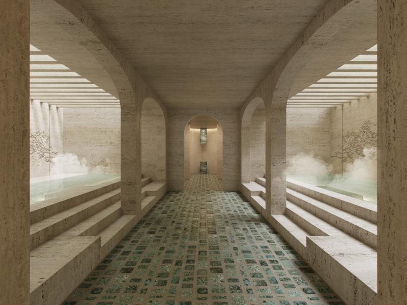 シックスセンシズスパ（古代ローマの入浴文化を再現した浴場）
