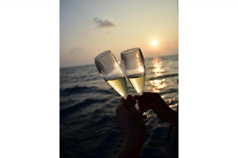 特典のサンセットクルーズにて