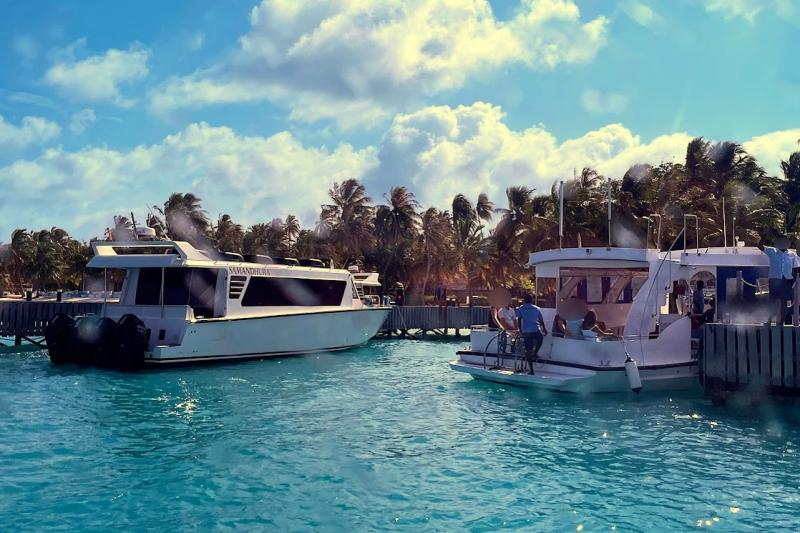 ボートでリーフの良いポイントまで連れて行ってくれます