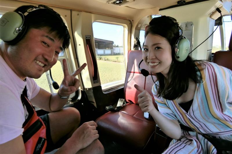 到着後、まずはヘリコプターでビクトリアフォールズの上空ツアーへ