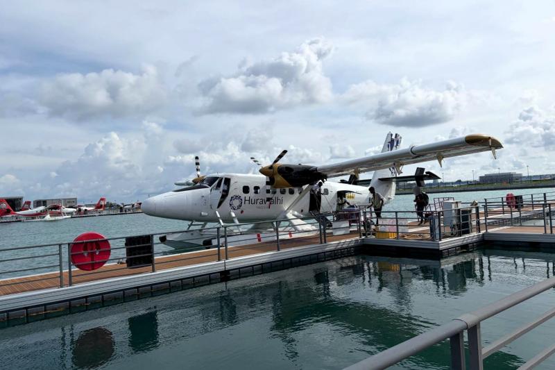 フラワリ柄の水上飛行機