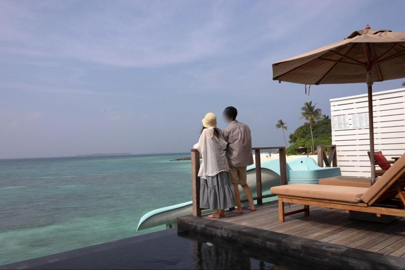 部屋からの眺め最高でした（モルディブ）