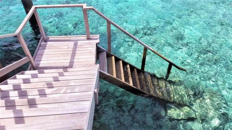 初心者でも非常に海に入りやすい階段があります
