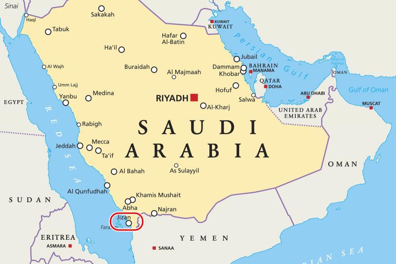 ジャザンはサウジアラビア南西部に位置し、紅海に面しています