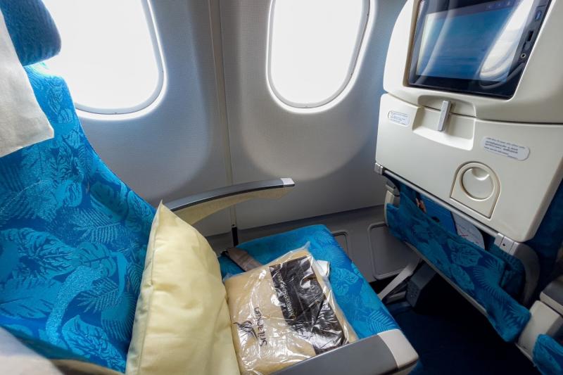 ブランケットとクッションが用意されています