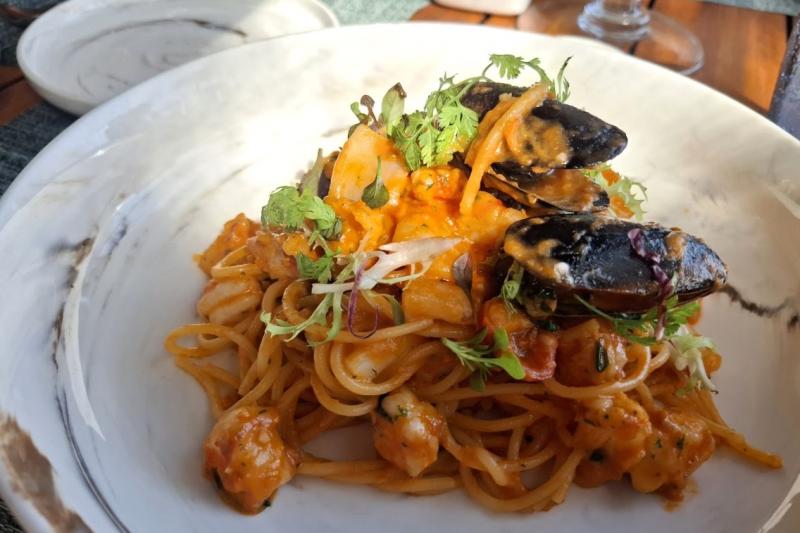 ランチにオーダーしたシーフードパスタ
