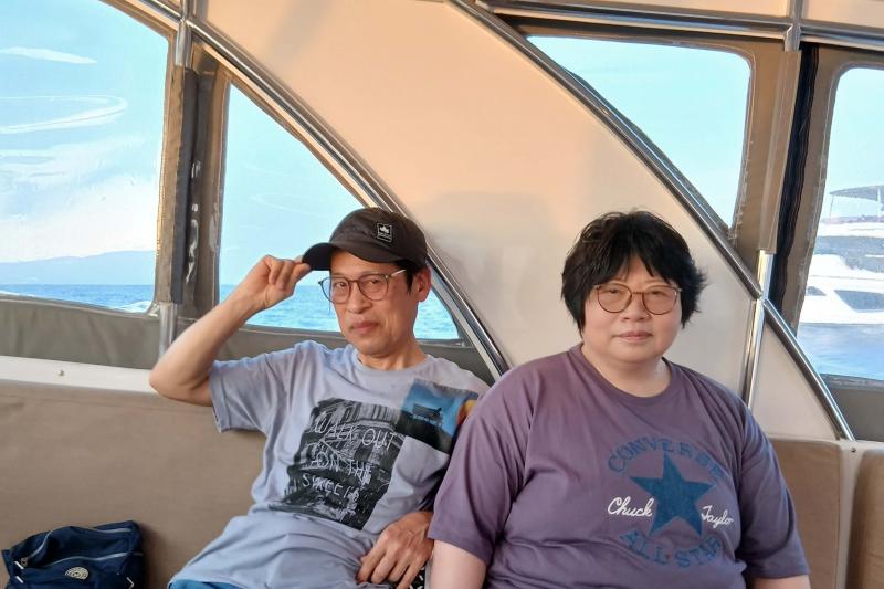 シュノーケリングツアーのボートにて