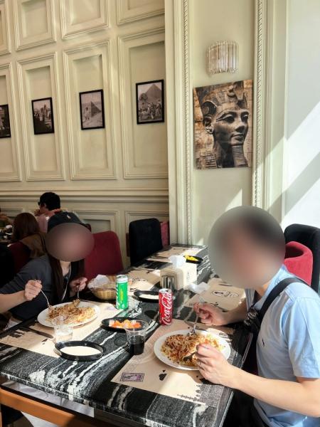 エジプトでは楽しみにしていた名物コシャリ（エジプト風混ぜご飯）を！