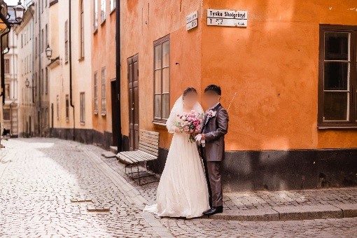 スウェーデンのストックホルムでもウェディングフォト♪ ジャケ写の場所での撮影