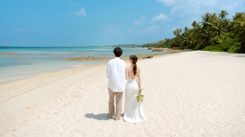 モルディブのリゾートでフォト撮影