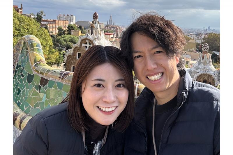 グエル公園からの景色、奥にはサグラダ ファミリアが見えます！