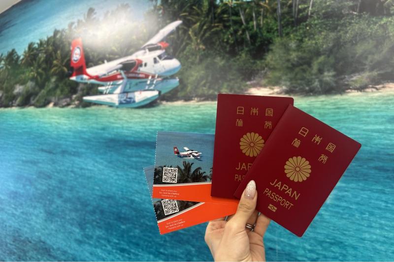 マーレ空港からサン シヤム イル ヴェリまでは、水上飛行機で移動