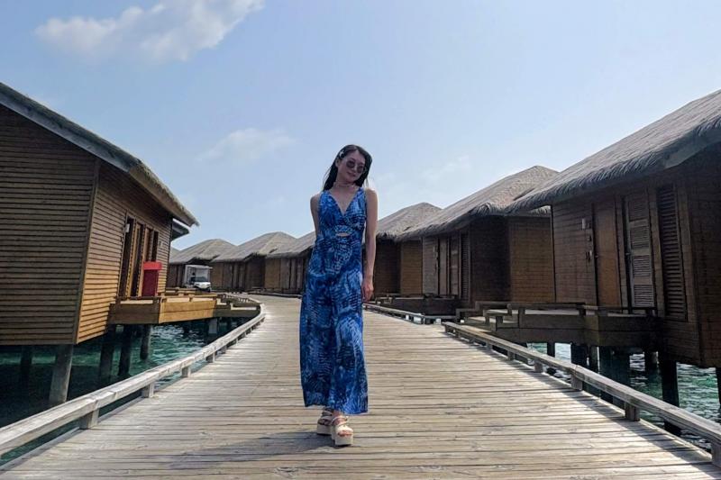 水上ヴィラの桟橋にて