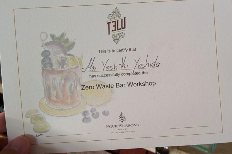 カクテルクラスの修了証明書もいただきました！