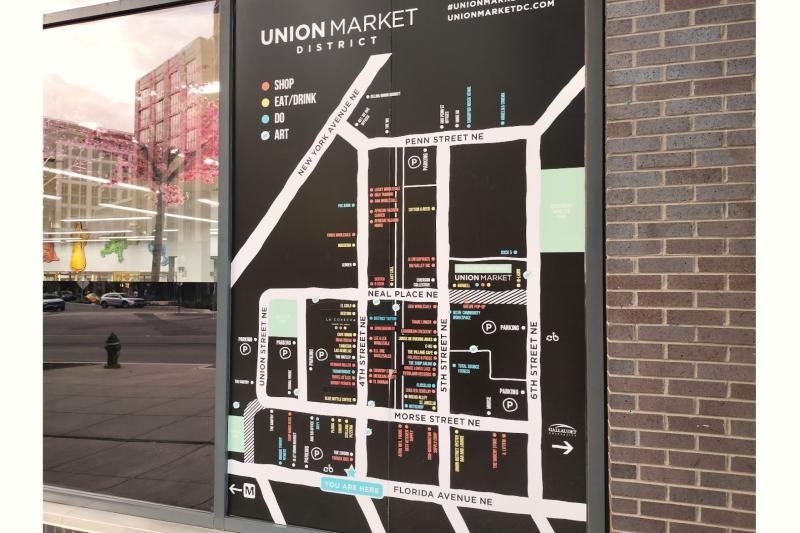 街の所々にユニオン マーケットのマップが描かれているので、わかりやすく便利でした
