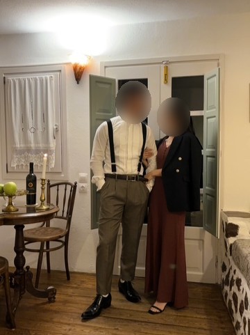 ドレスアップしてハネムーン記念ディナー