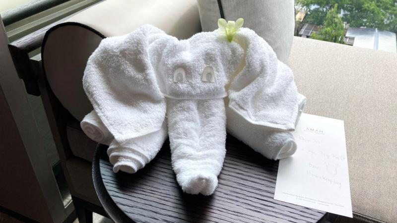 ゾウのタオルアート