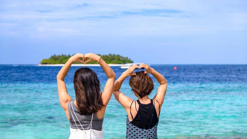 申し込んだプランの特典にあったリゾート内のフォトツアー。そこで撮ってもらった写真（モルディブ）