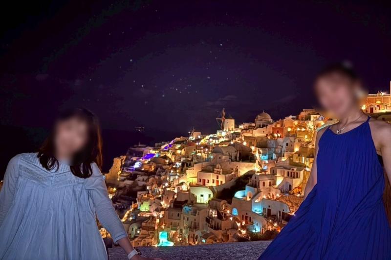 サントリーニ島の夜景