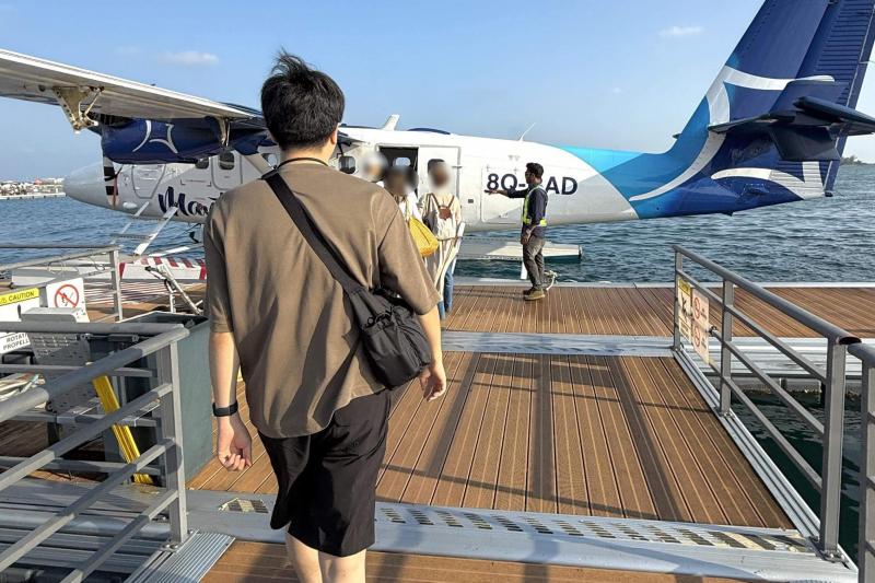 （マーレからリゾートまでは）初の水上飛行機！