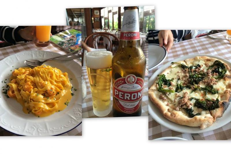 イタリアのビールとサルシッチャ エ フリアリエッリ、レモンを練り込んだパスタ