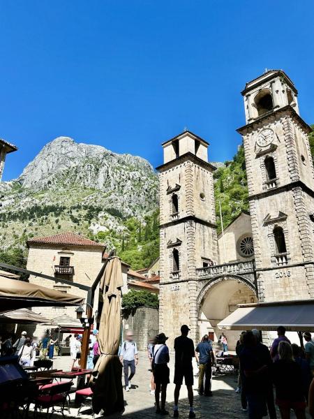 岩山を背景にしたコトルの旧市街