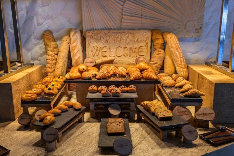“WELCOME”の文字もうれしいパンのコーナー