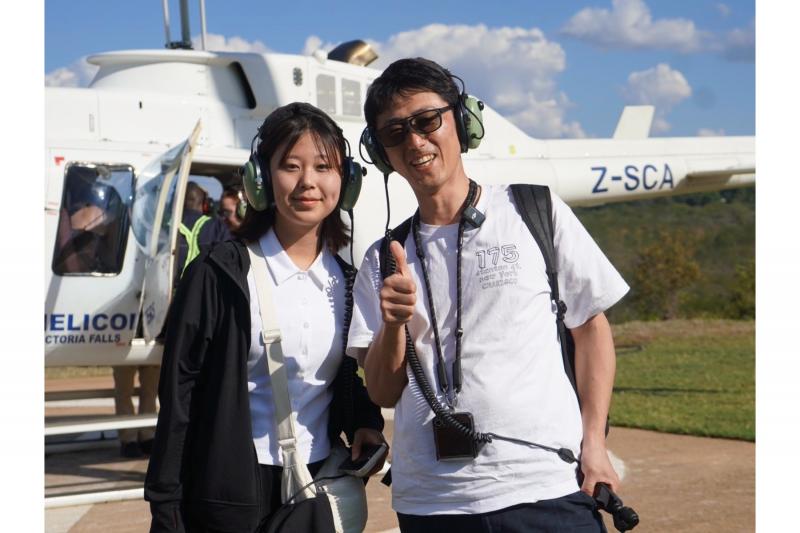 上空からビクトリアフォールズを見るため、ヘリコプター搭乗！