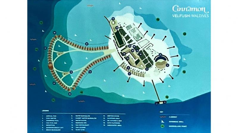 マンタの形に並ぶ水上ヴィラ