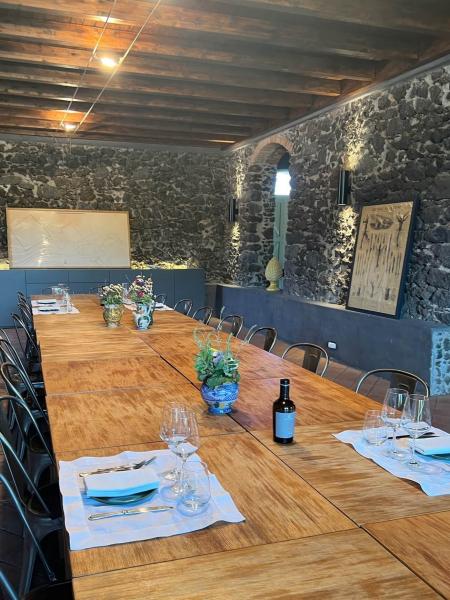 テイスティングルームからはエトナ山と葡萄畑が見えて良い雰囲気！