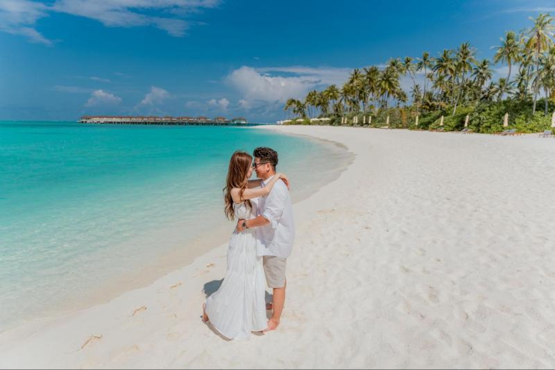 モルディブのリゾートでメモリアルフォト