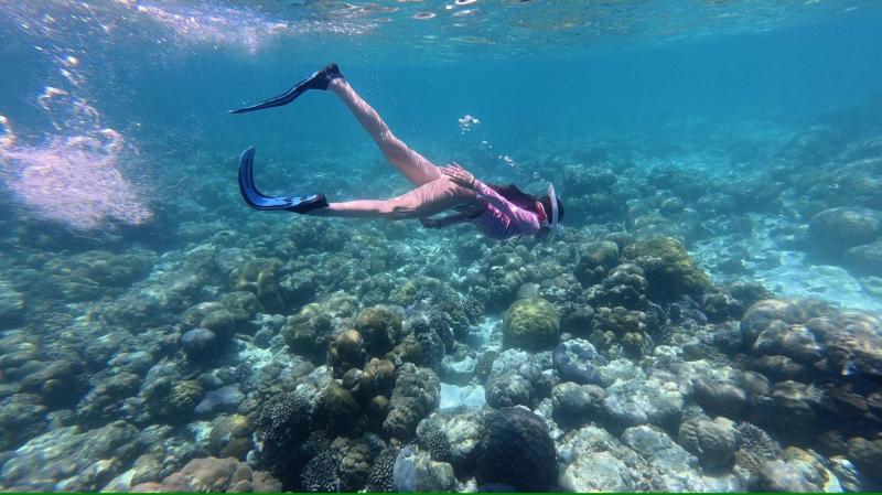 本人は3メートル潜ったと言っていた時の写真