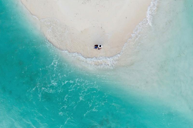 ドローンで撮影した海！ 風が強くてサンドバーには行けず…