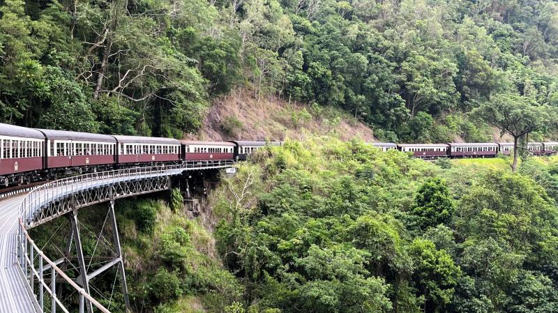 キュランダ高原ツアーに参加。キュランダ鉄道のハイライトのカーブ