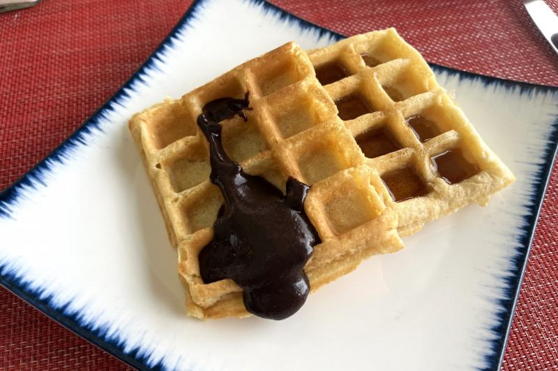 美味しかった朝食のワッフルです