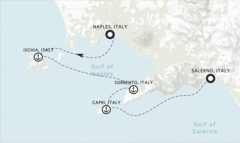◆ナポリからサレルノ◆2027年6月30日〜2027年7月5日◆5泊、5つの寄港地◆ナポリ～イスキア～ソレント～カプリ～サレルノ