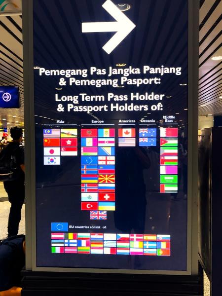 入国レーンの案内