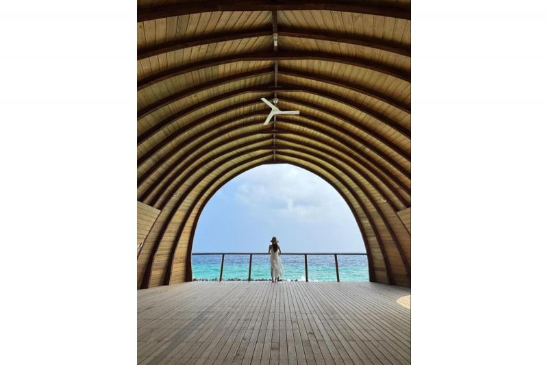 スパ内にあるヨガスペースにて