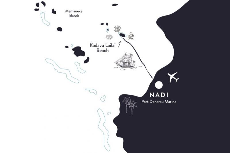 デナラウ マリーナからカダブ ライライまでのルート（©Captain Cook Cruises Fiji）
