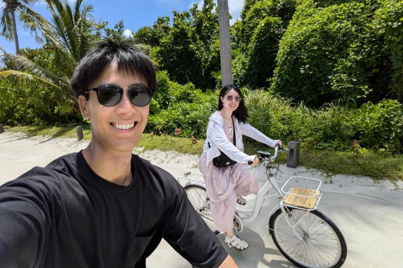 島内は広いので、自転車かバギーで移動！