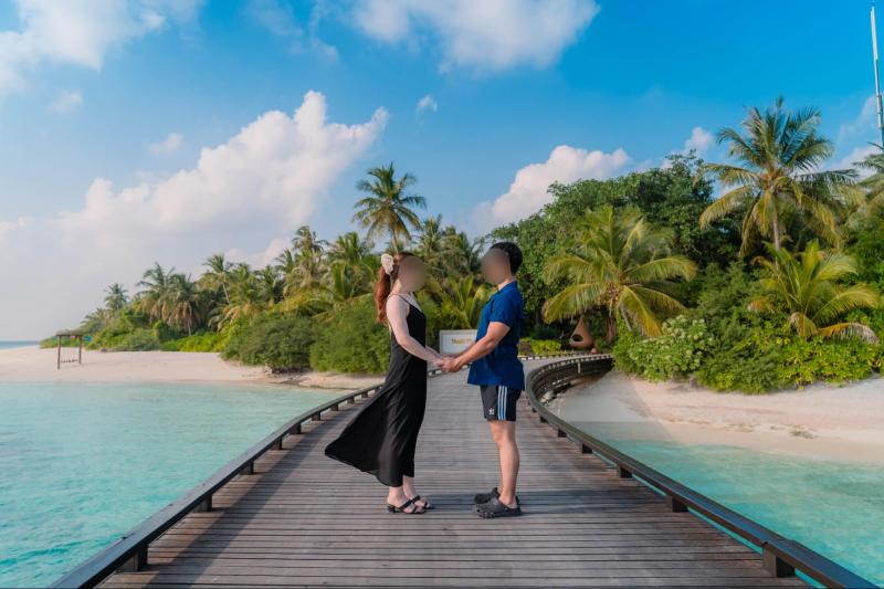 今回申し込んだプランの特典で、30分間のフォト撮影を無料で体験！ リゾート内で素敵な写真を撮っていただき、データを2枚もらいました！