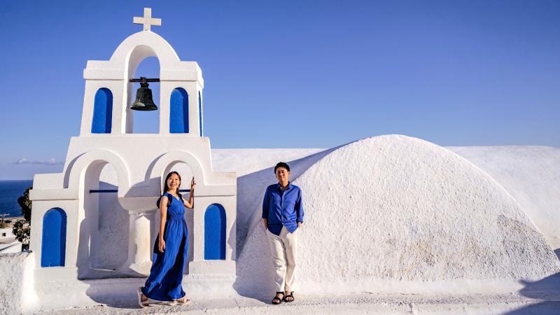 ブルードームにて（サントリーニ島）