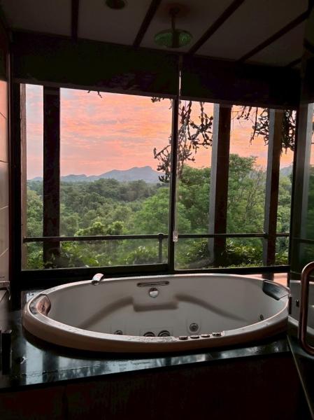 ヘリタンス カンダラマの部屋。朝の風呂からの景色は格別！ 猿も覗きに来てた！