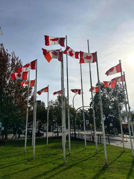 どこもかしこもカナダ国旗のマークであふれていました