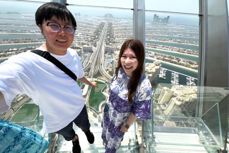 展望台ザ ビュー アット ザ パームから見たパーム ジュメイラ。宿泊したアトランティス ザ パーム（写真中央の奥）も見えました！