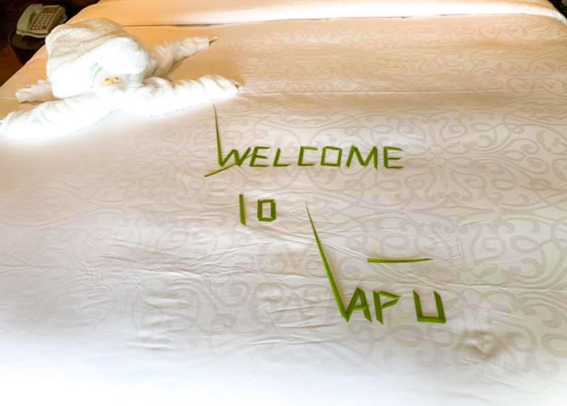 ベッドにはウェルカムメッセージが書かれていました！